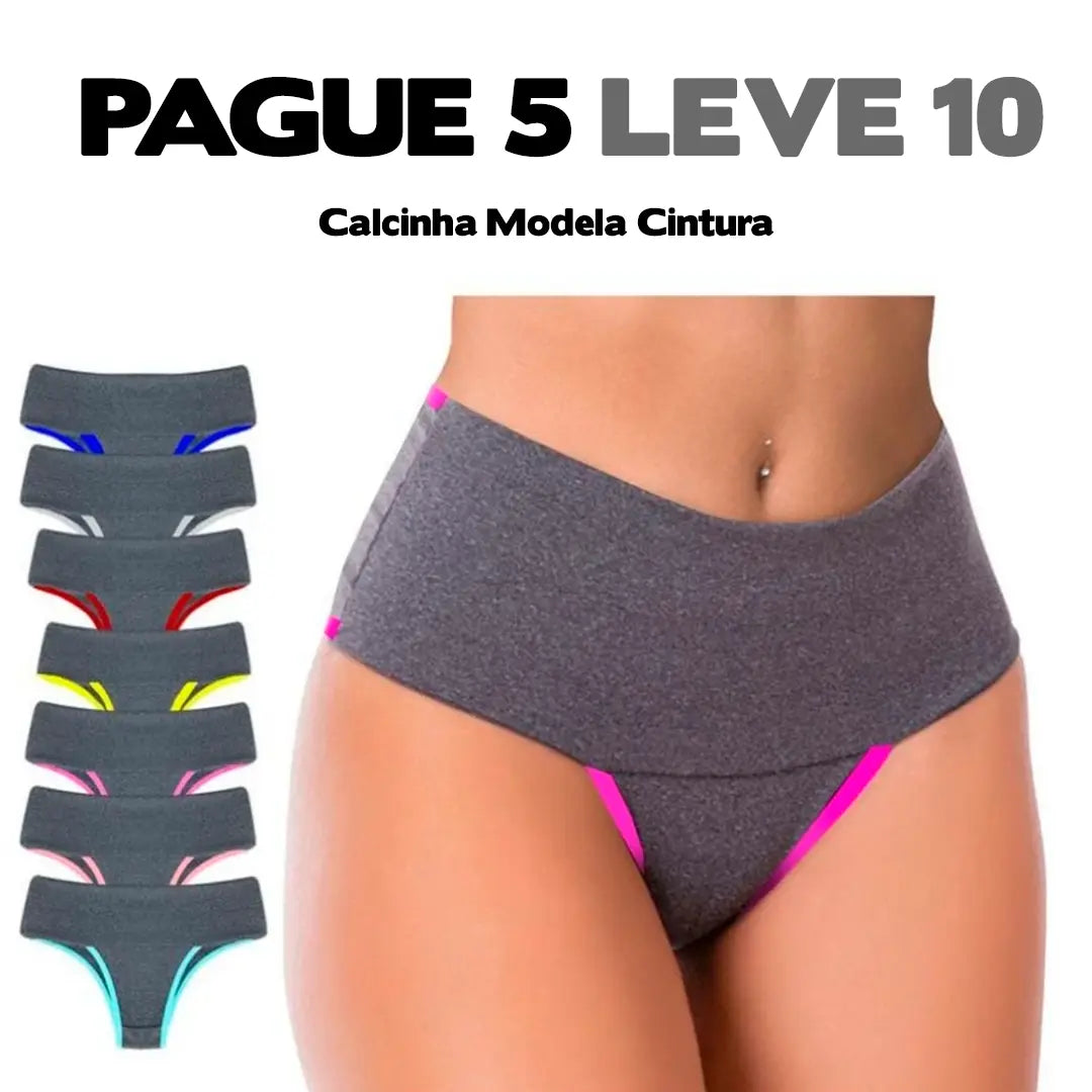 (PAGUE 5 LEVE 10) Calcinhas Modela Cintura Cós Alto - 🔥 Queima de Estoque