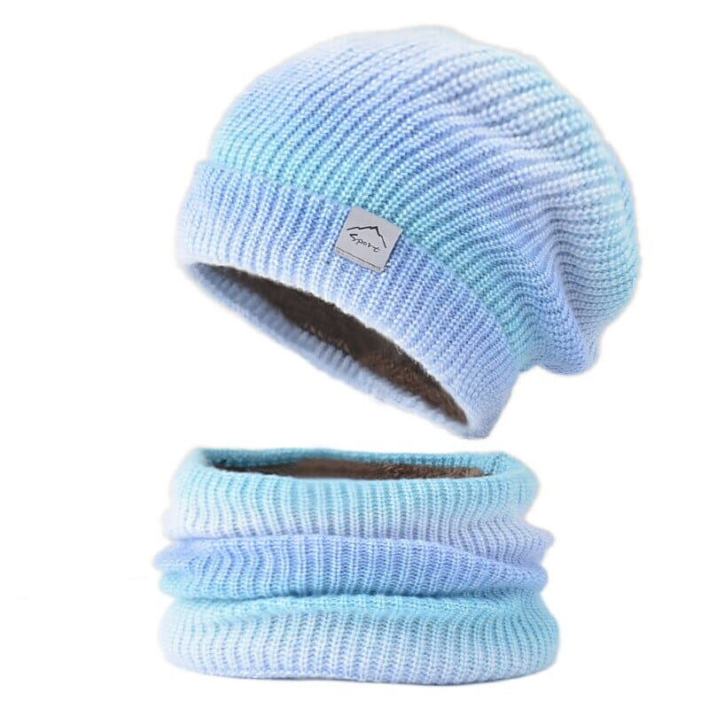 Kit Feminino Gorro e Gola Degrade com Forro de Lã